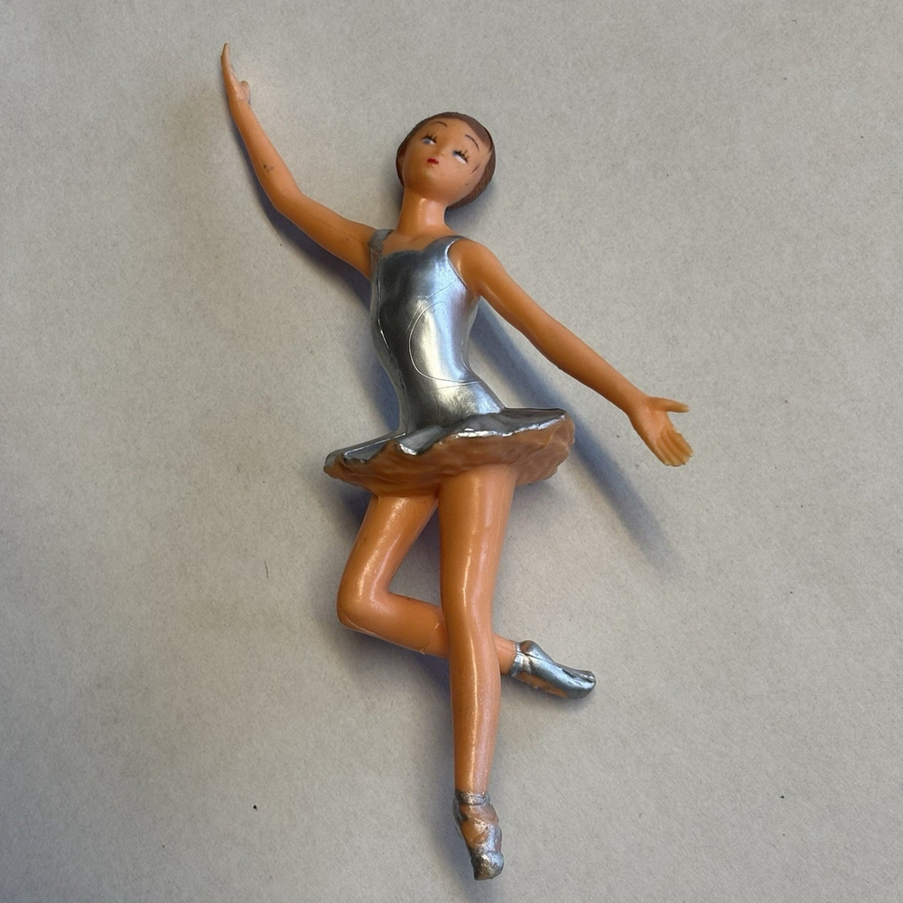 Vintage Wilton Ballerina Cake Topper Ballet Tutu Silver Made In Hong Kong